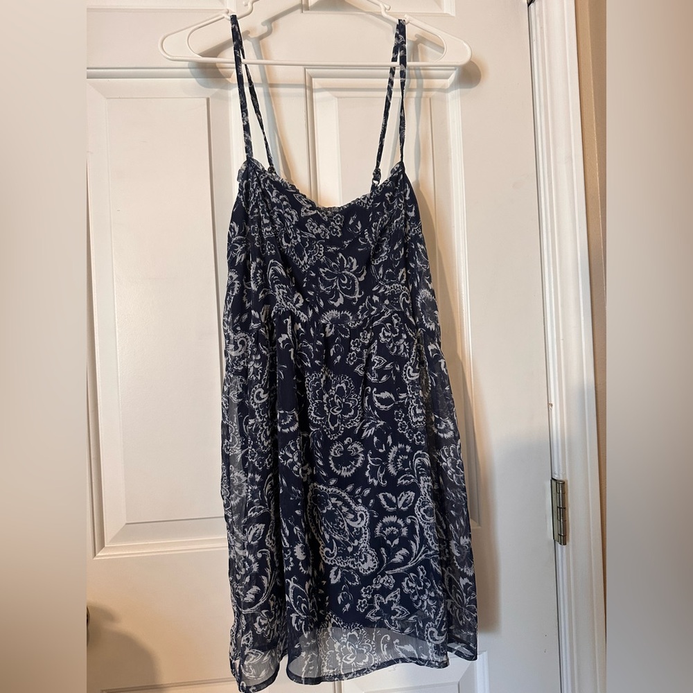Abercrombie & Fitch Navy and White Floral Slip Dress Size Small